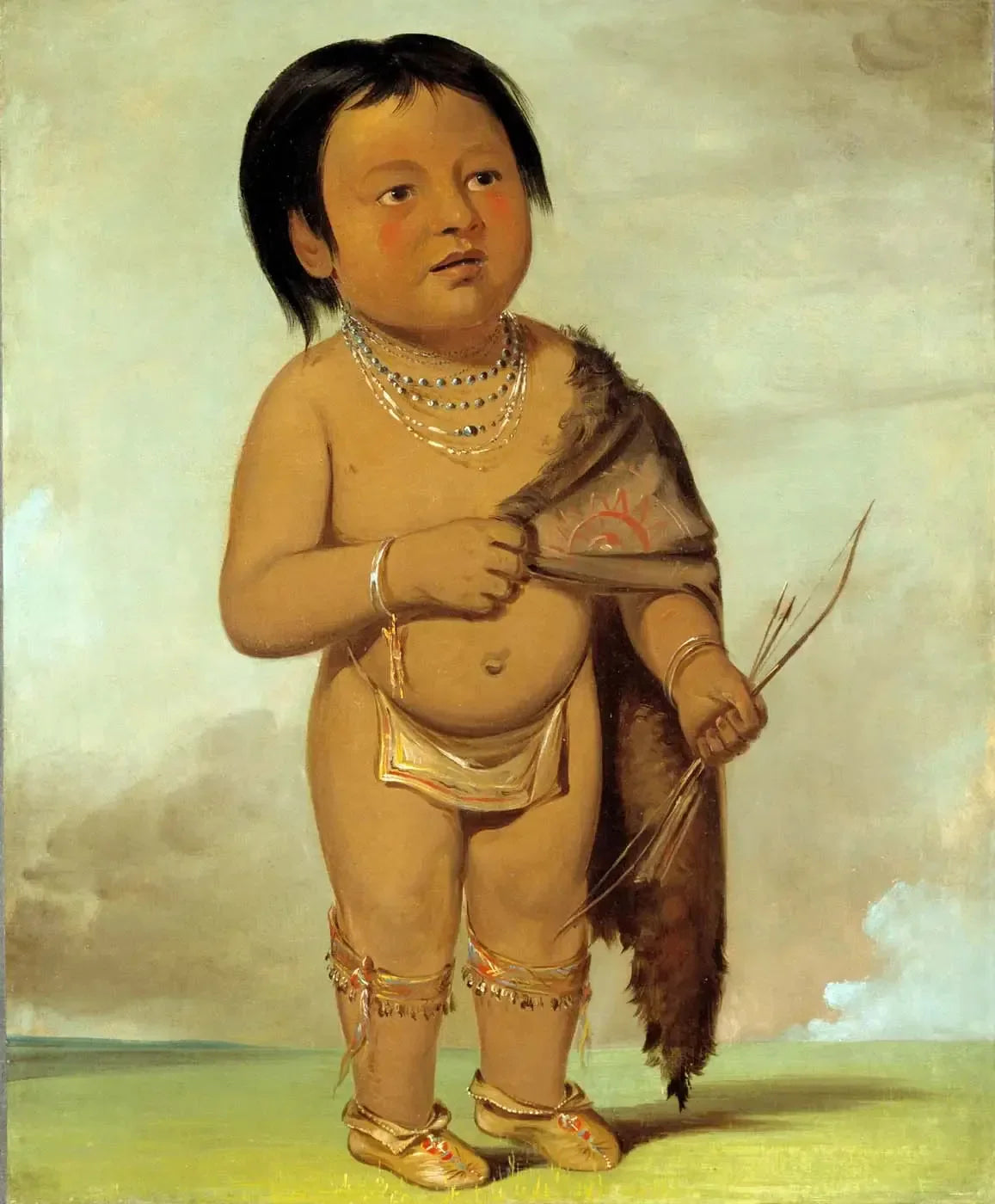 Tcha-aés-ka-ding, petit-fils de Buffalo Bull's Back Fat - George Catlin image 1 reproduction de peinture à l’huile