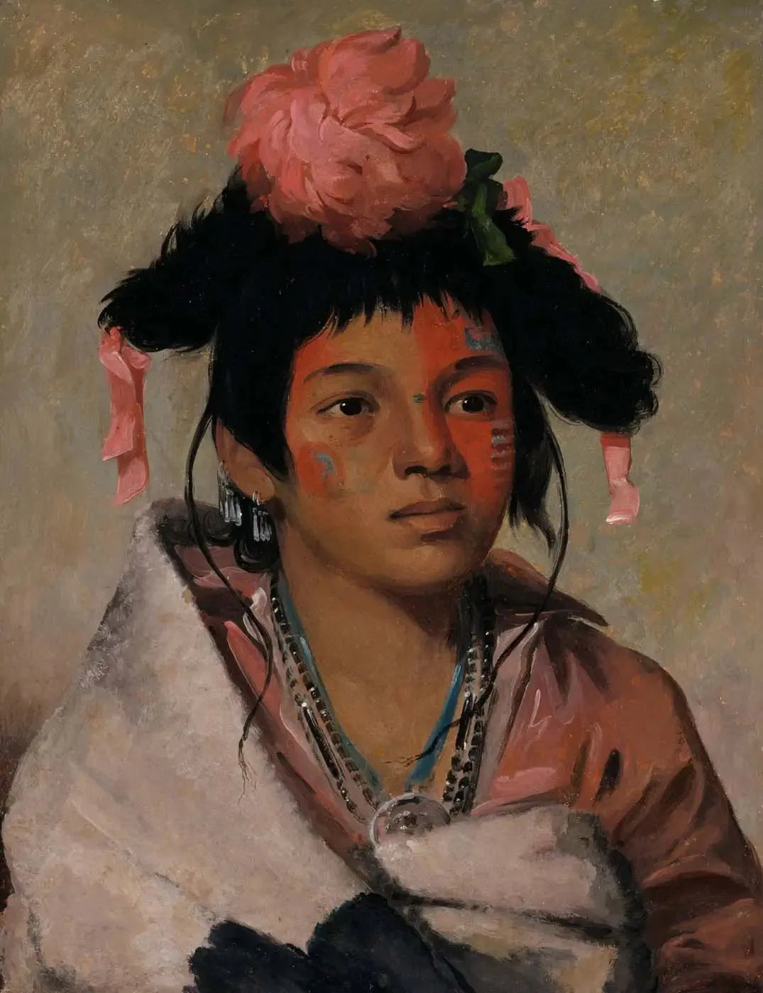 Tcha-káuk-o-ko-máaugh, grand chef, un garçon - George Catlin image 1 copie de tableau peinte à la main