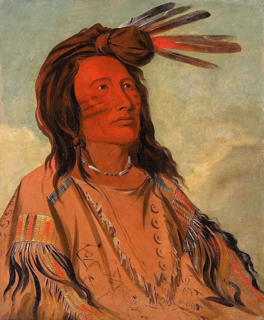 Tchán-dee, Tabac, un chef Oglala - George Catlin image 1 copie de tableau peinte à la main