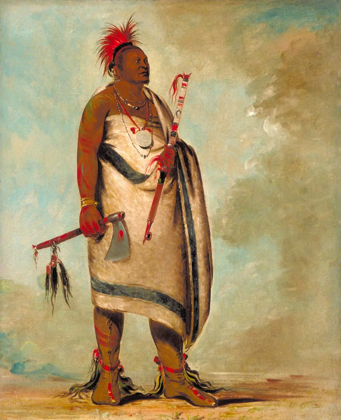 Tchong-tas-sáb-bee, Chien noir, deuxième chef - George Catlin image 1 copie de tableau peinte à la main