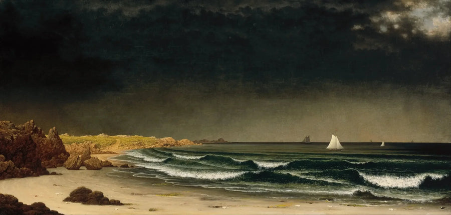 Tempête approchant : plage près de Newport - Martin Johnson Heade