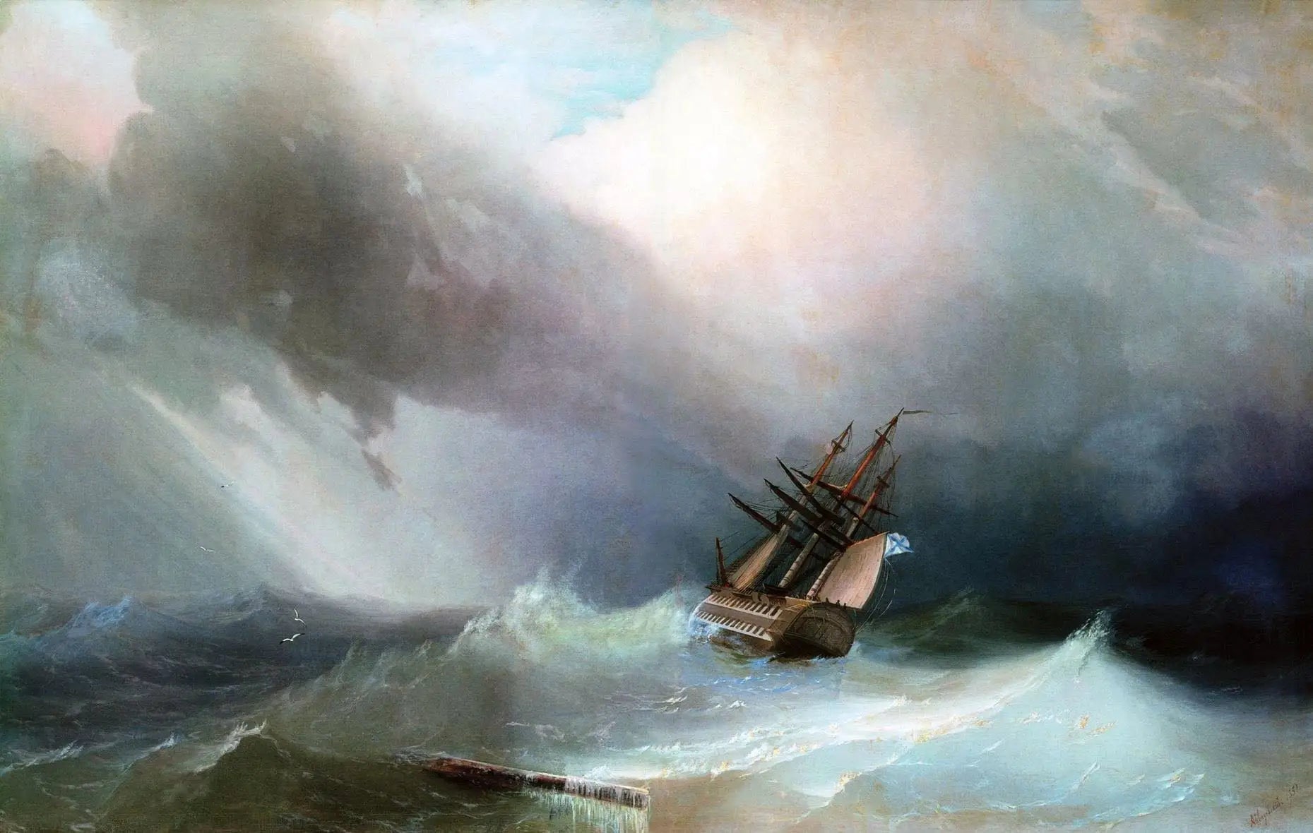 Tempête - Ivan Aïvazovski image 1 reproduction artisanale de tableau