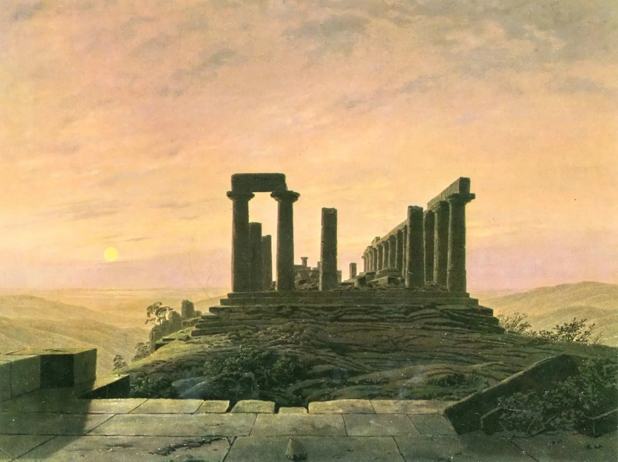 temple de Junon à Agrigente - Caspar David Friedrich image 1 copie de tableau peinte à la main