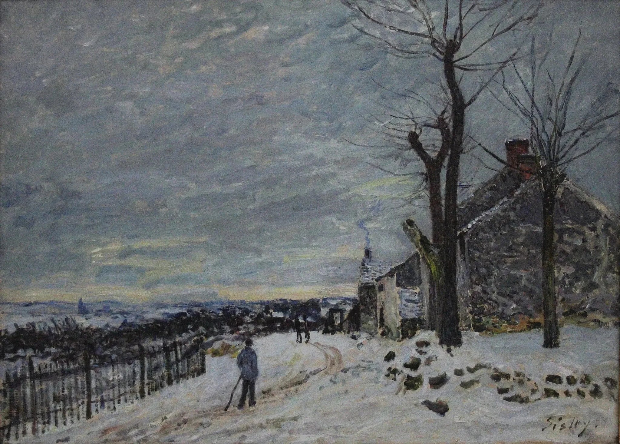 Temps de neige à Veneux-Nadon - Alfred Sisley image 1 copie de tableau peinte à la main