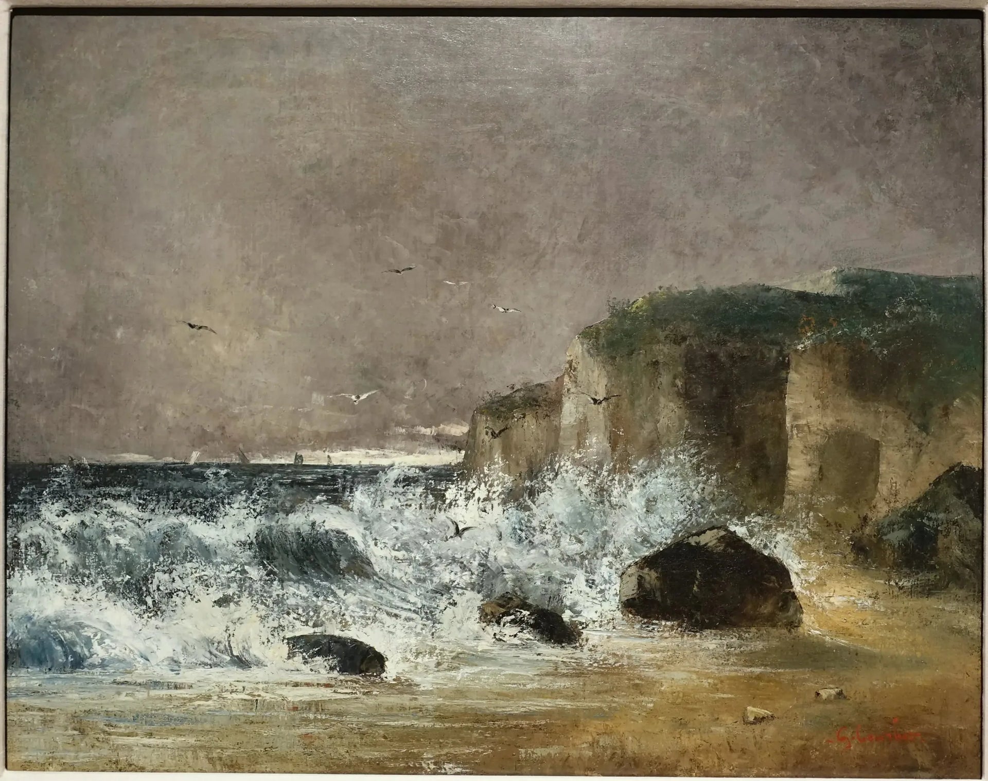Temps orageux à Étretat - Gustave Courbet image 1 reproduction d’œuvre d’art à l’huile