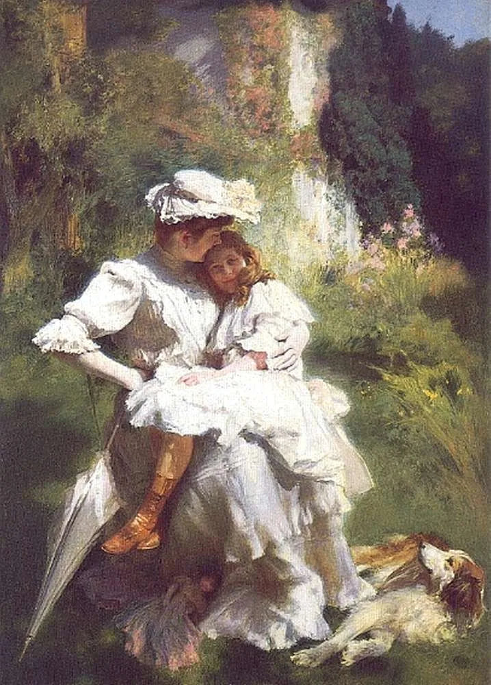 Tendresse Maternelle - Émile Friant image 1 tableau peint à l’huile sur toile