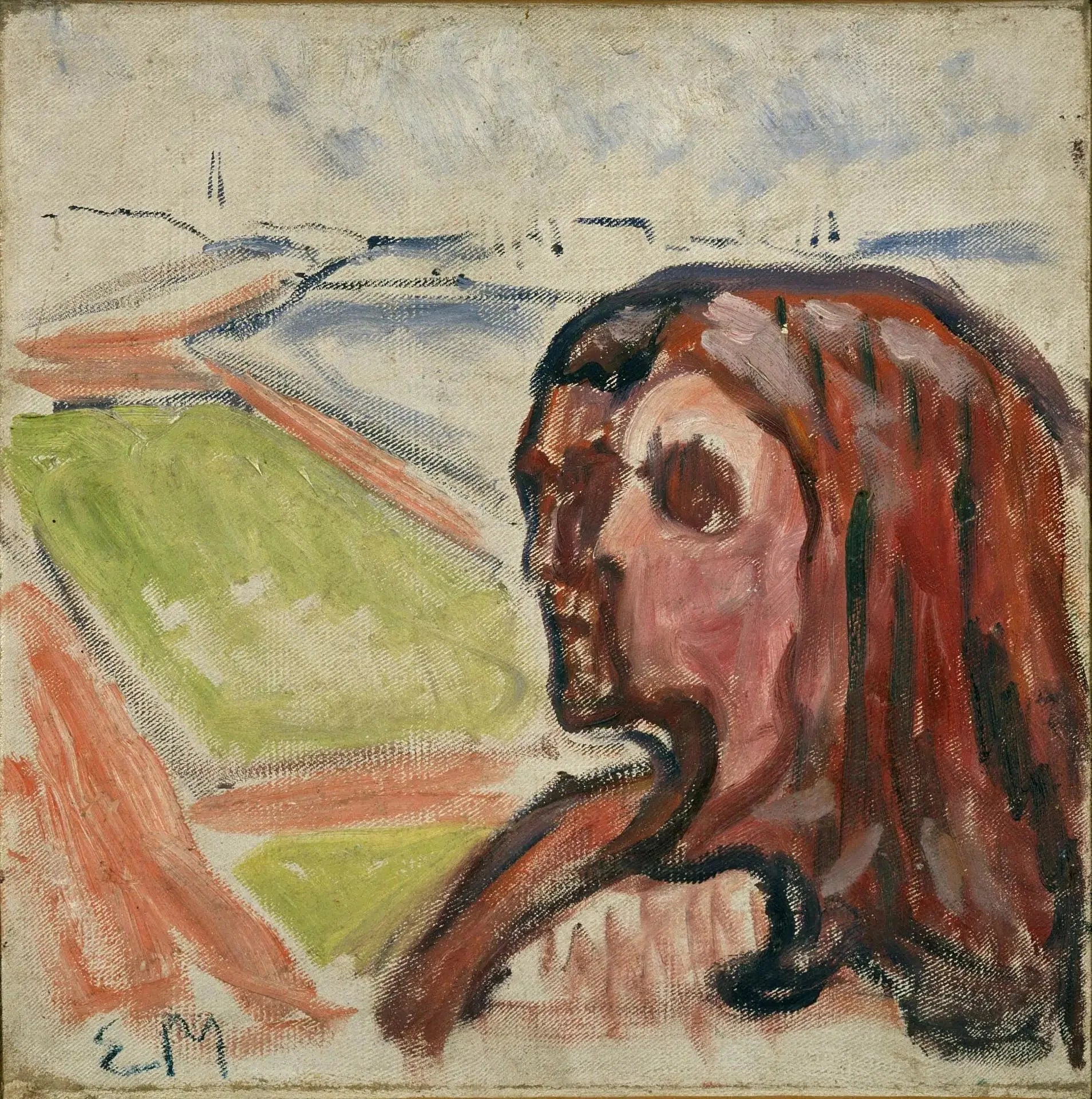 Tête contre tête dans un paysage - Edvard Munch image 1 copie peinte à la main à l’huile