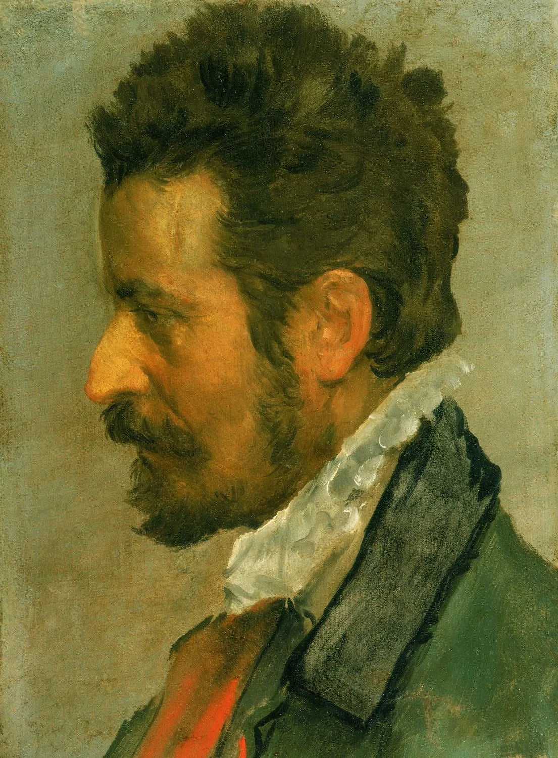 Tête d'homme de profil - Annibale Carracci image 1 reproduction artisanale de tableau