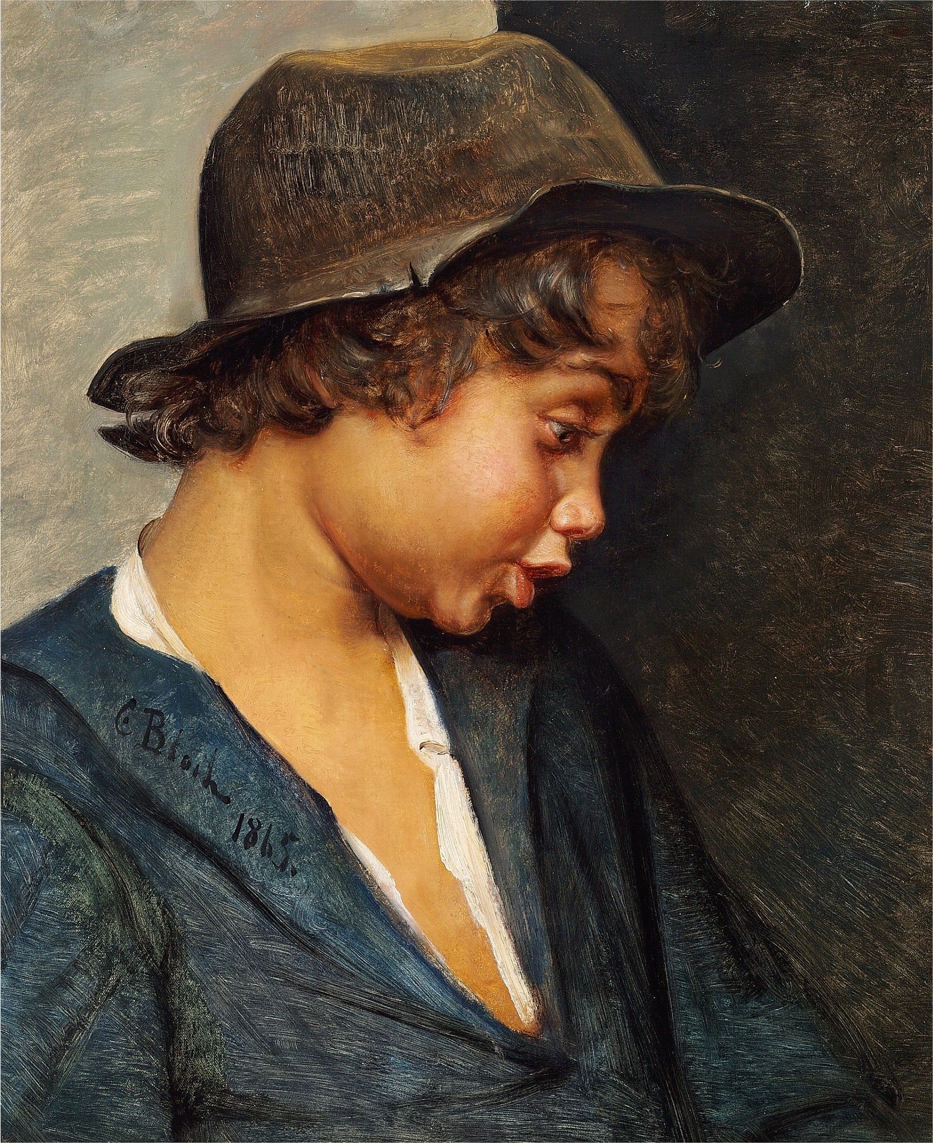 Tête d'un garçon italien - Carl Heinrich Bloch image 1 tableau peint à l’huile sur toile