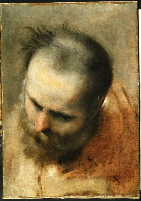 Tête d'un homme barbu regardant vers le bas à gauche (Nicodème) - Federico Barroci image 1 reproduction d’œuvre d’art à l’huile