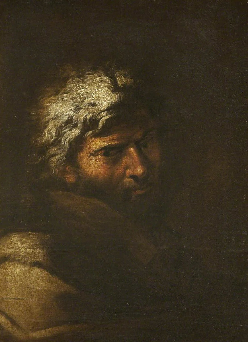 Tête d'un philosophe, appelé « Démocrite » - Salvator Rosa image 1 copie de tableau peinte à la main
