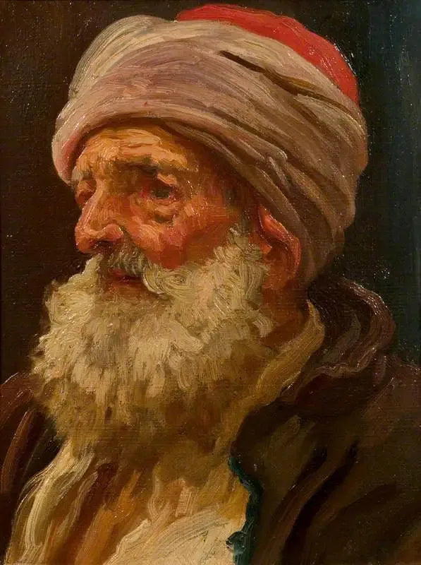 Tête d'un vieil Arabe - Frederic Leighton image 1 reproduction artisanale de tableau