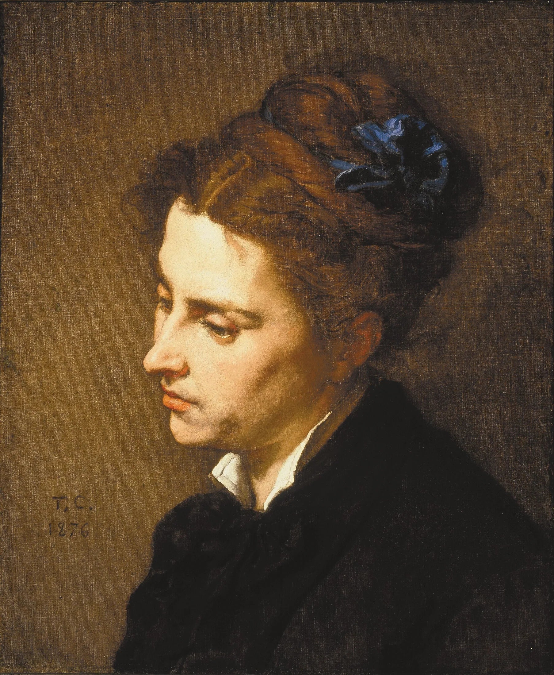 Tête d'une femme - Thomas Couture image 1 reproduction de peinture à l’huile