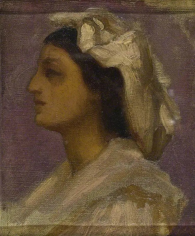 Tête d'une jeune fille italienne (profil) - Frederic Leighton image 1 copie peinte à la main à l’huile