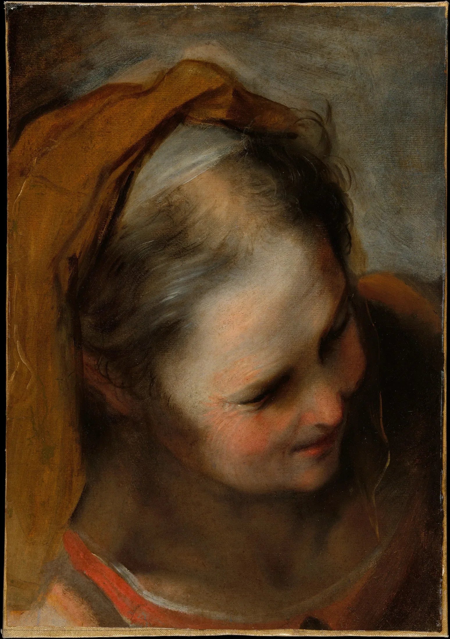 Tête d'une vieille femme regardant vers le bas à droite (Sainte Élisabeth) - Federico Barroci image 1 reproduction artisanale de tableau