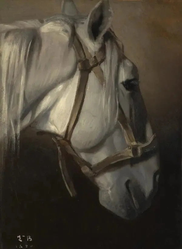 Tête de cheval blanc - Léon Bonnat image 1 reproduction réalisée par Alpha Reproduction
