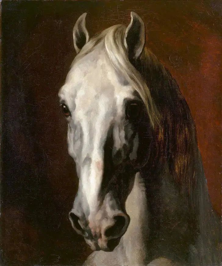 Tête de cheval blanc - Théodore Géricault image 1 copie de tableau peinte à la main