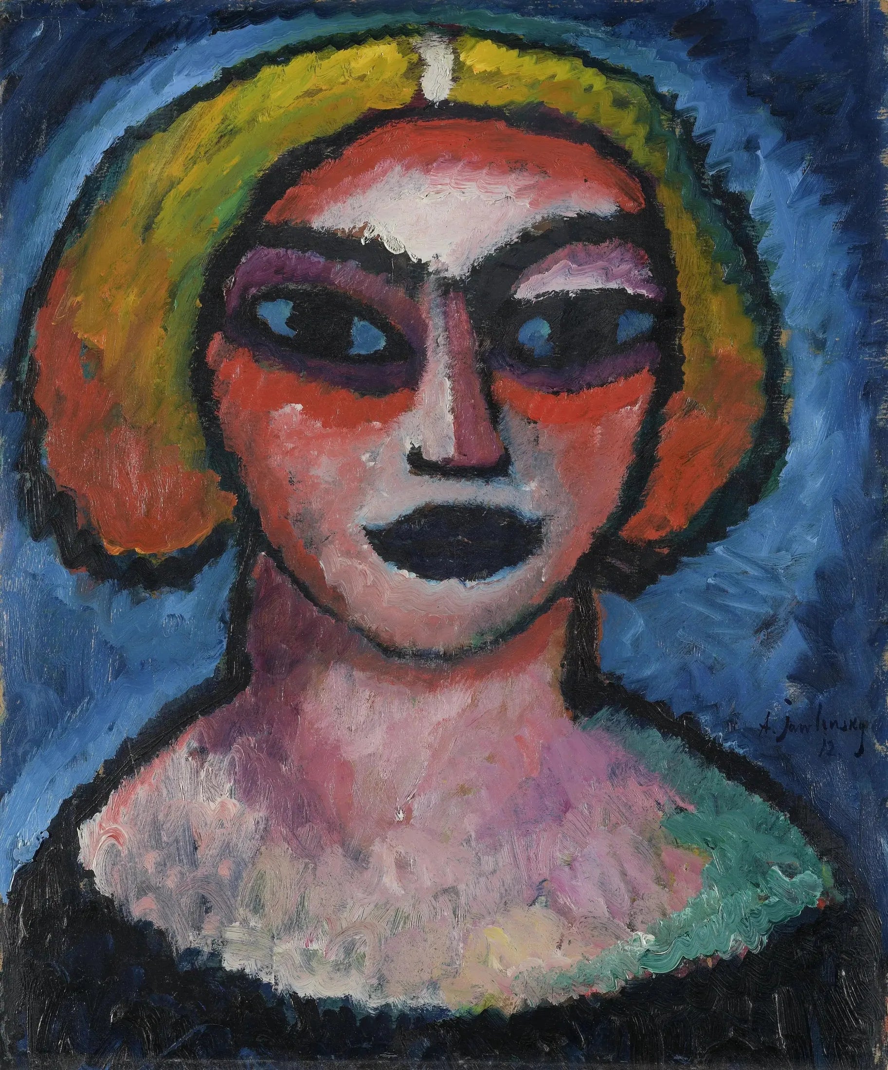 Tête de femme Verso : Buste d'homme (vers 1910-1912) - Alexej von Jawlensky image 1 copie de tableau peinte à la main