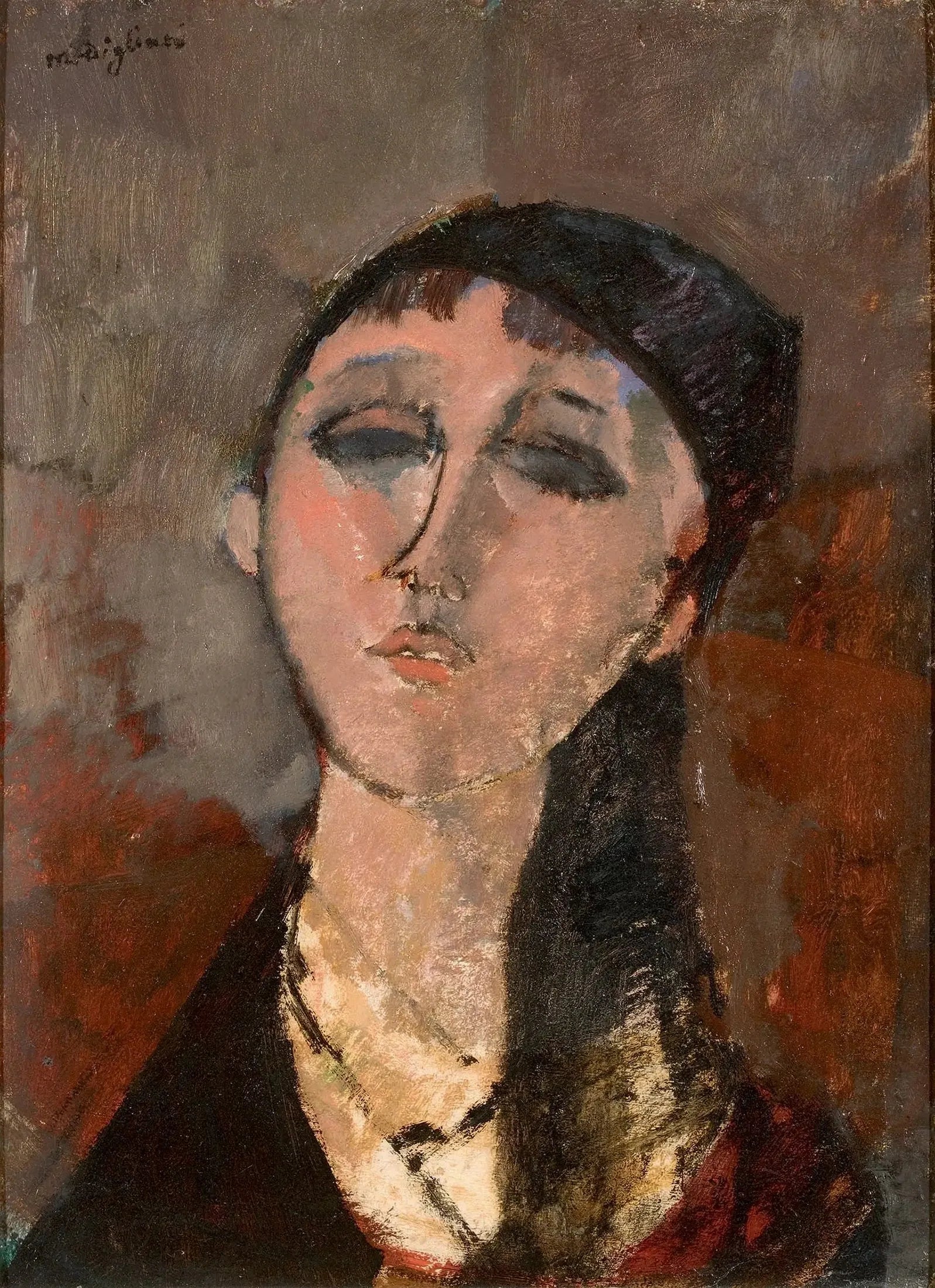 Tête de fille (Louise) - Amedeo Modigliani image 1 reproduction artisanale de tableau