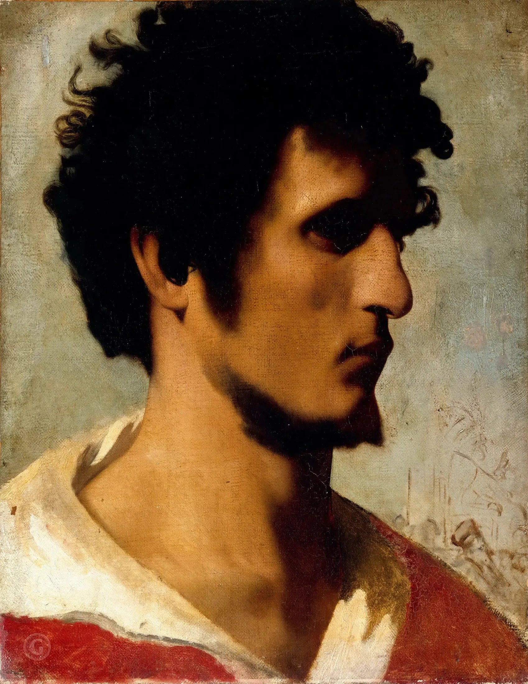 Tête de paysan de la campagne romaine - Jean-Léon Gérôme image 1 copie peinte à la main à l’huile