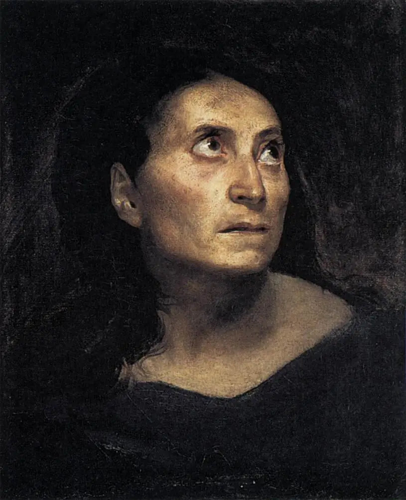 Tête de vieille femme - Eugène Delacroix image 1 reproduction de peinture à l’huile