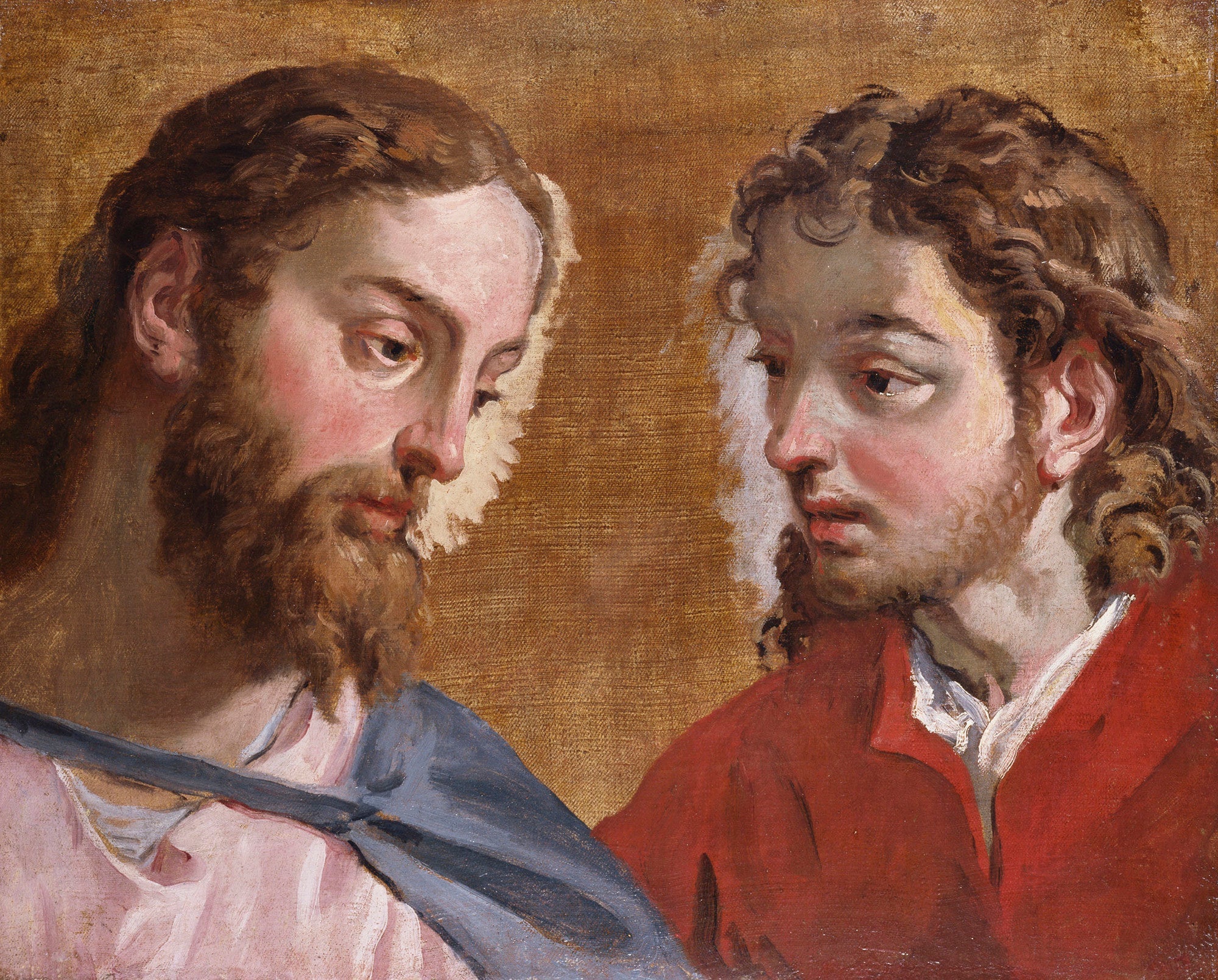 Tête du Christ et un apôtre (Saint Jean) - Sebastiano Ricci image 1 reproduction artisanale de tableau