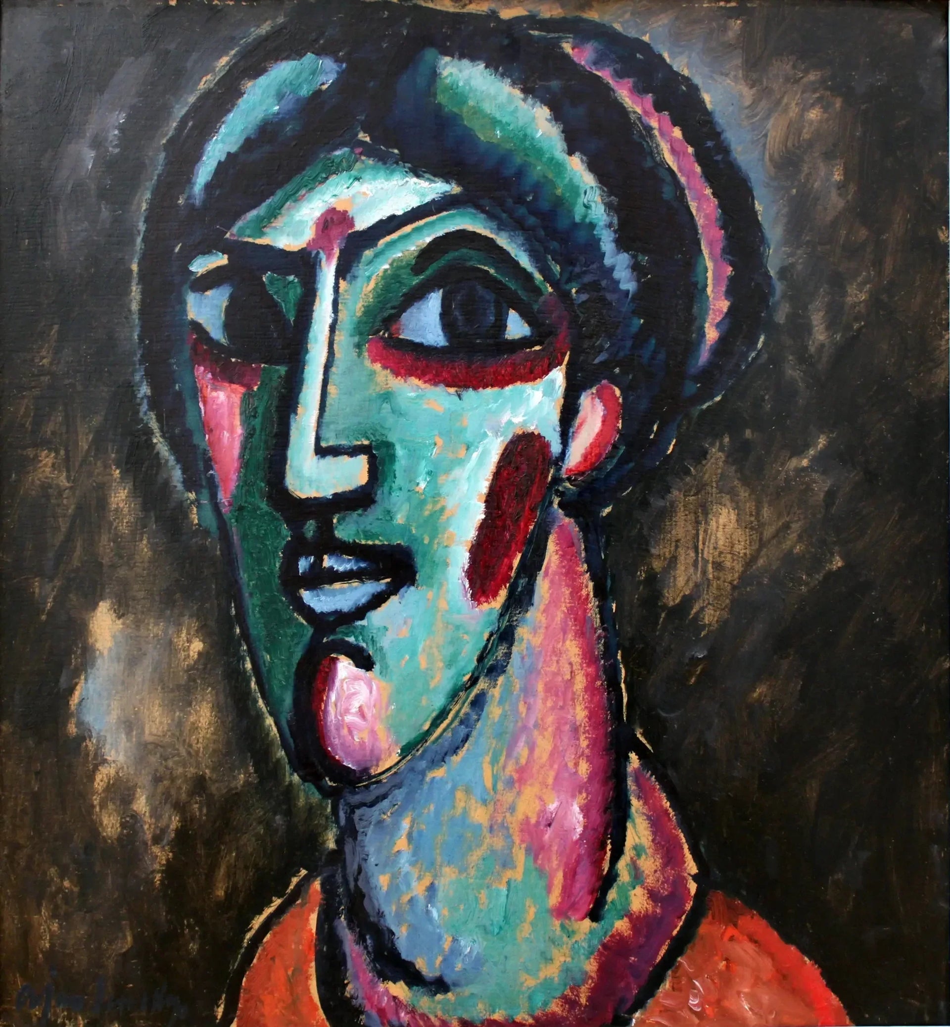 Tête en noir et vert - Alexej von Jawlensky image 1 copie de tableau peinte à la main