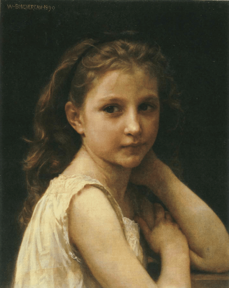 Tête de fillette, tête avec mains (1890) - Bouguereau