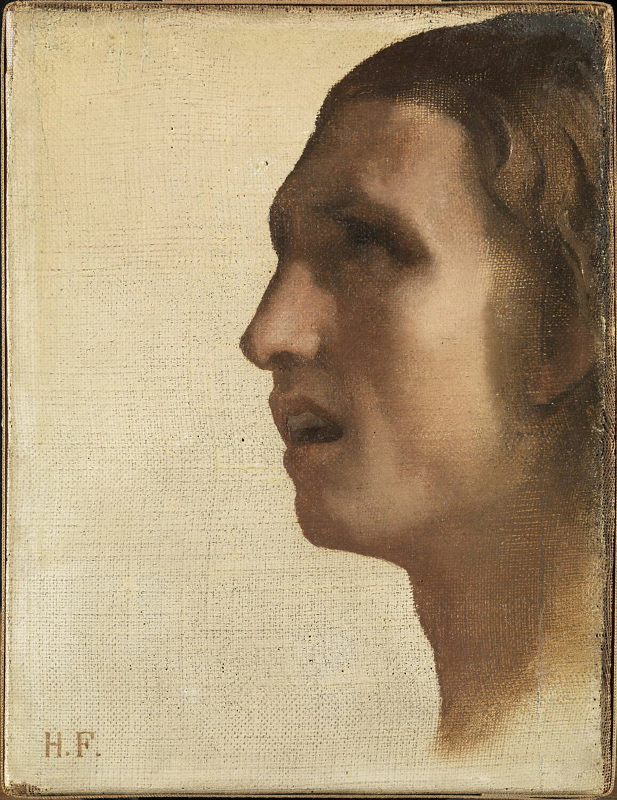Tête d'homme de profil. Étude pour l'Entrée du Christ à Jérusalem, à Saint-Germain-des-Prés. - Hippolyte Flandrin