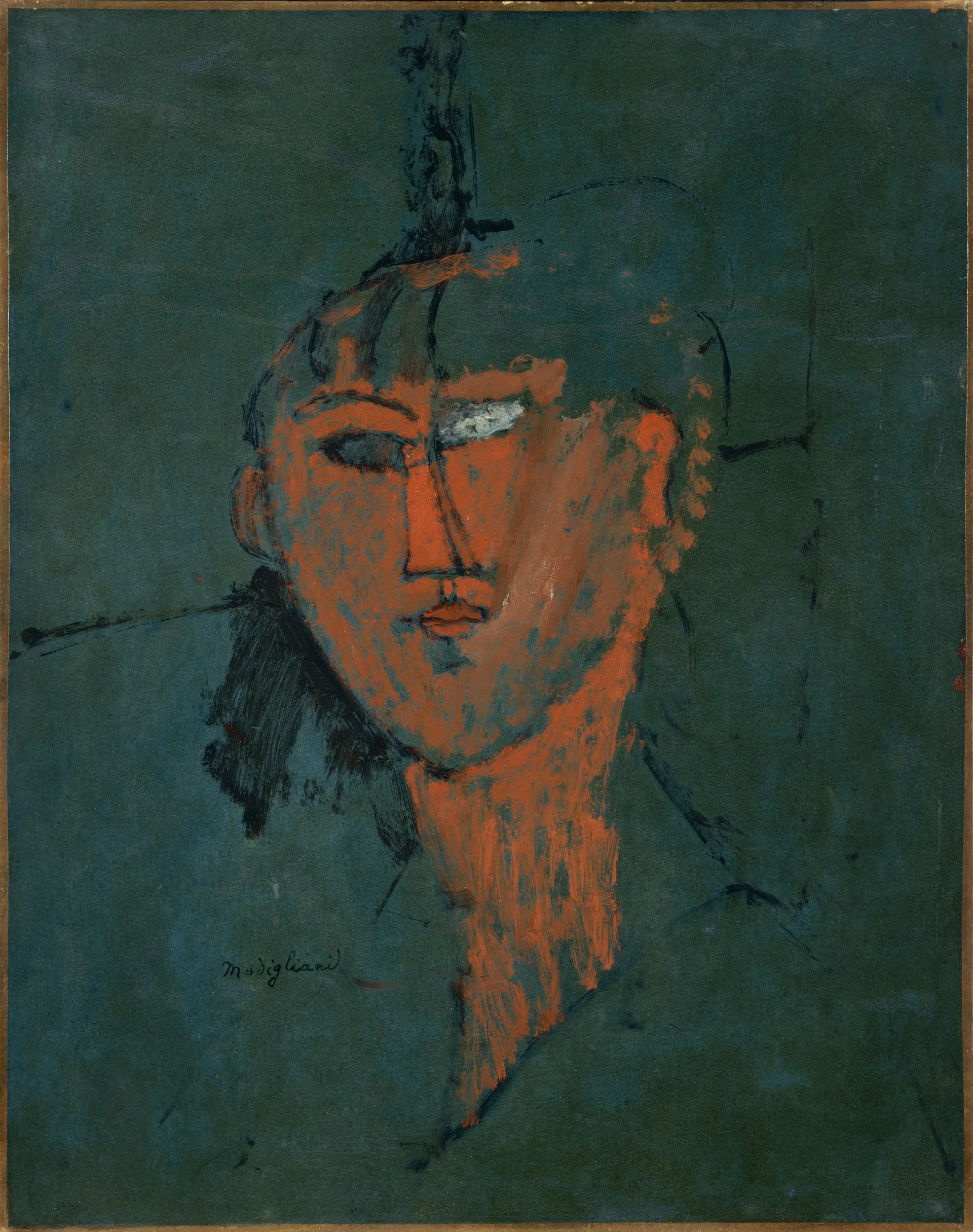 Tête rouge - Amedeo Modigliani image 1 copie de tableau peinte à la main