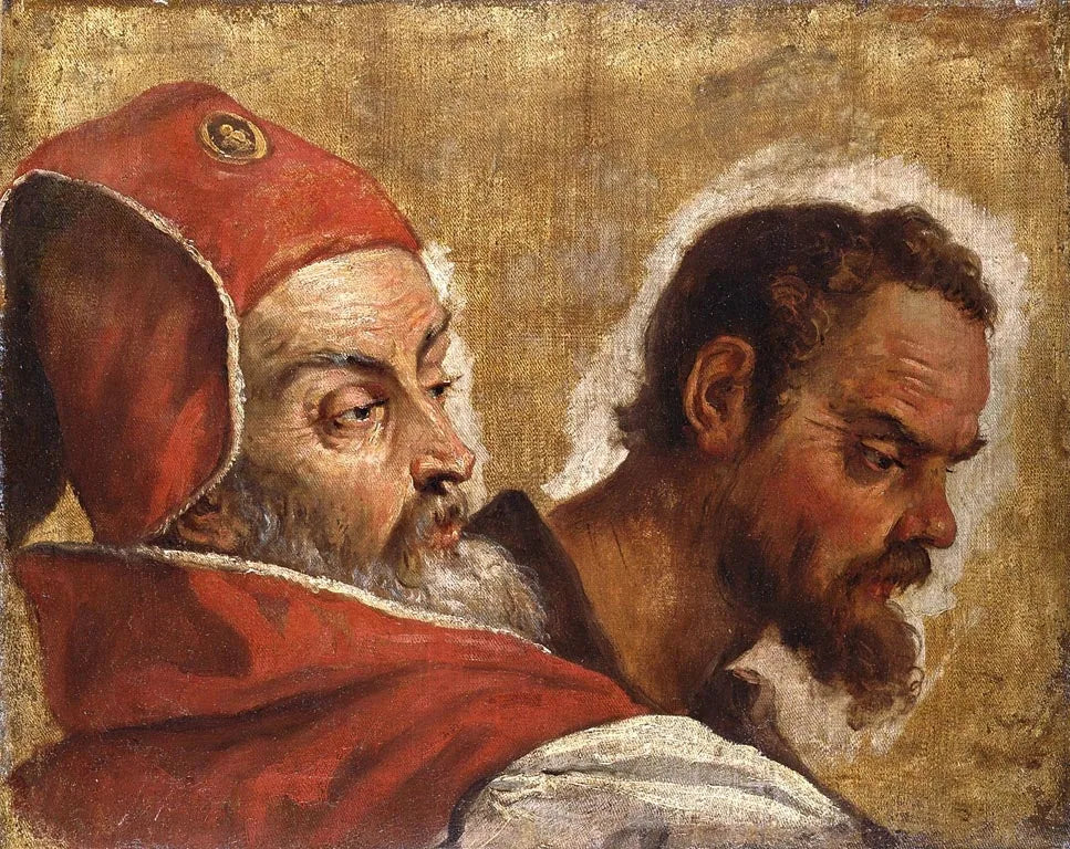 Têtes de deux hommes : un scribe ou un pharisien et un apôtre ? - Sebastiano Ricci image 1 tableau peint à l’huile sur toile