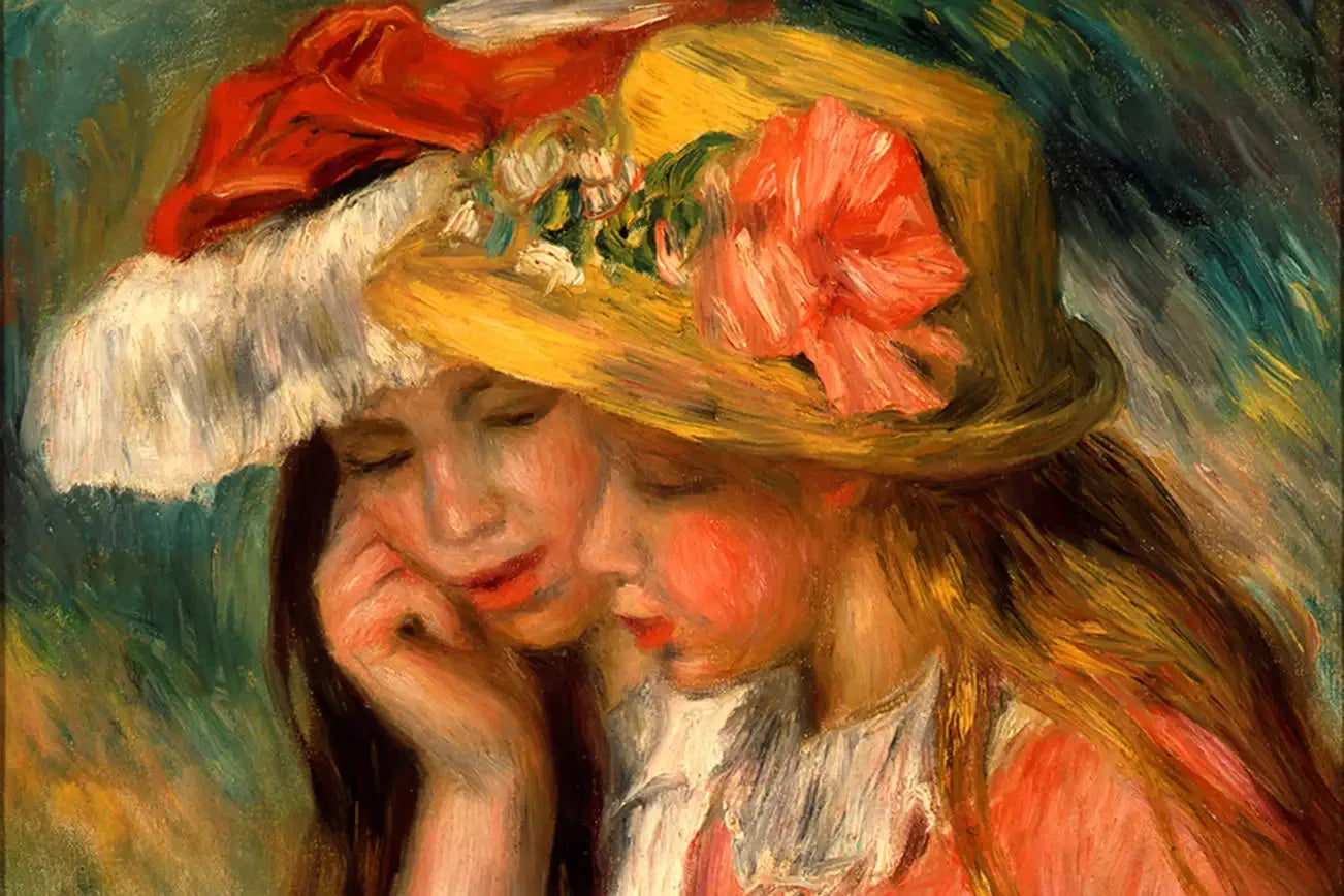 Têtes de deux jeunes filles - Pierre-Auguste Renoir image 1 copie de tableau peinte à la main