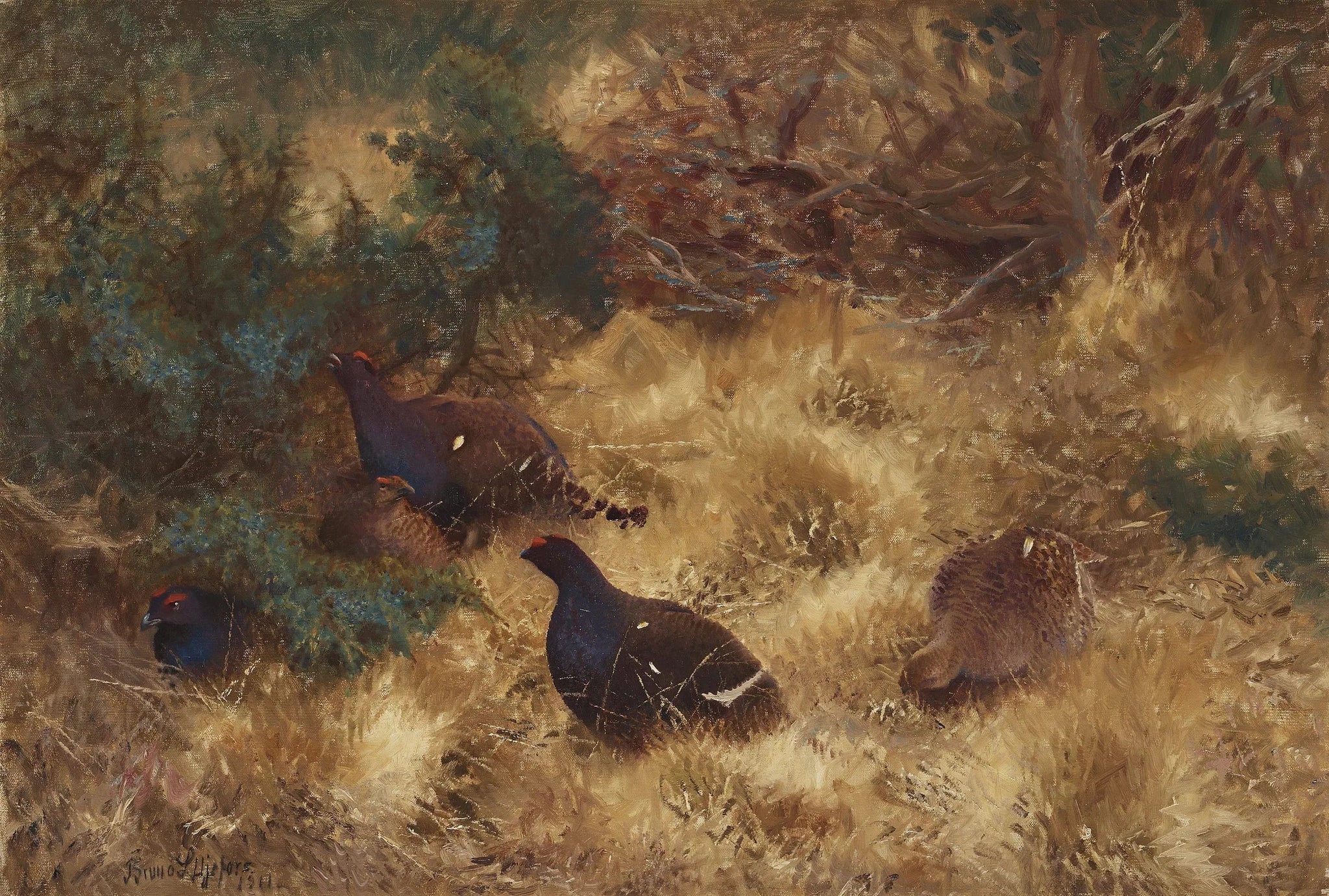 Tétras lyre en automne - Bruno Liljefors image 1 reproduction de peinture à l’huile