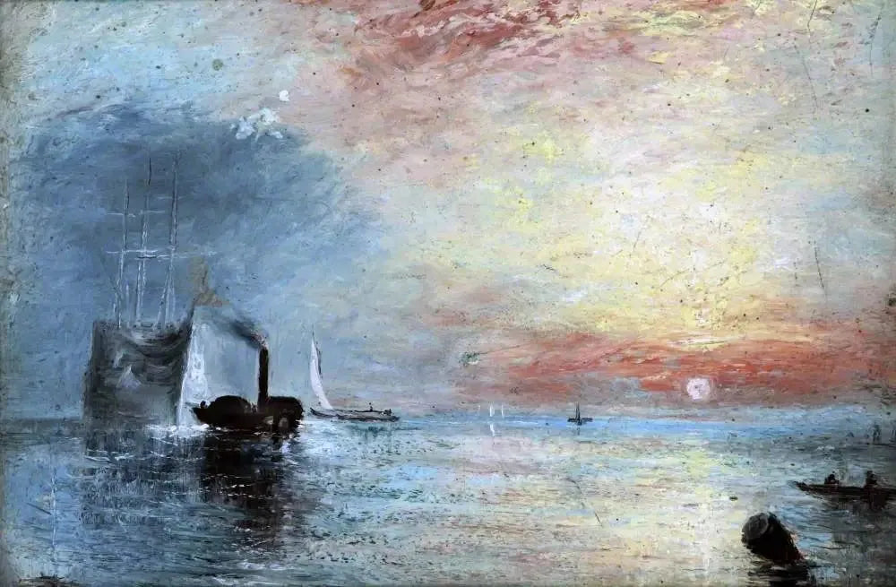 The Fighting Temeraire Tugged to Her Last Berth to be Broken Up, 1838 - J. M. W. Turner image 1 reproduction d’œuvre d’art à l’huile
