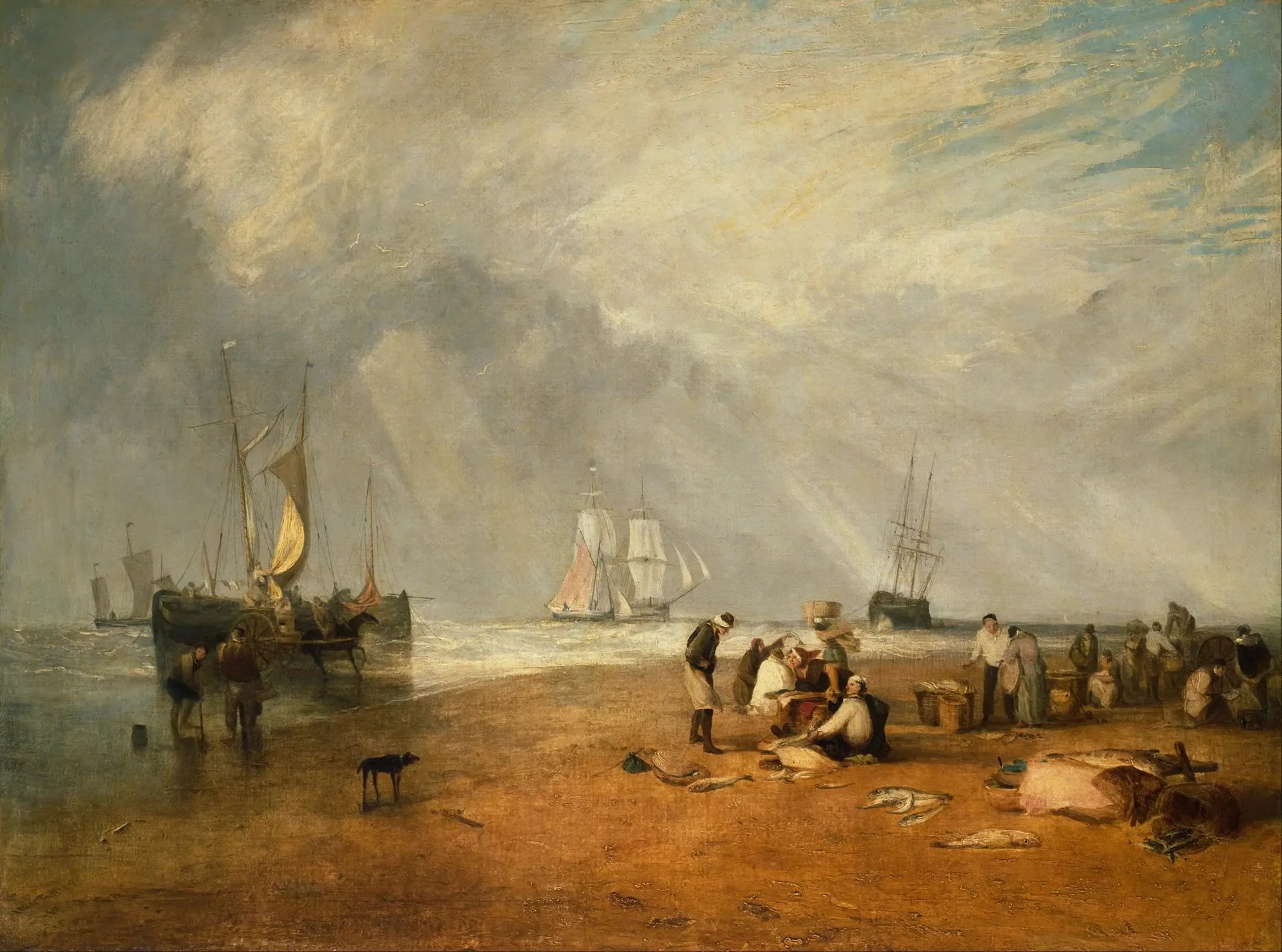 The Fish Market at Hastings Beach - J. M. W. Turner image 1 copie peinte à la main à l’huile