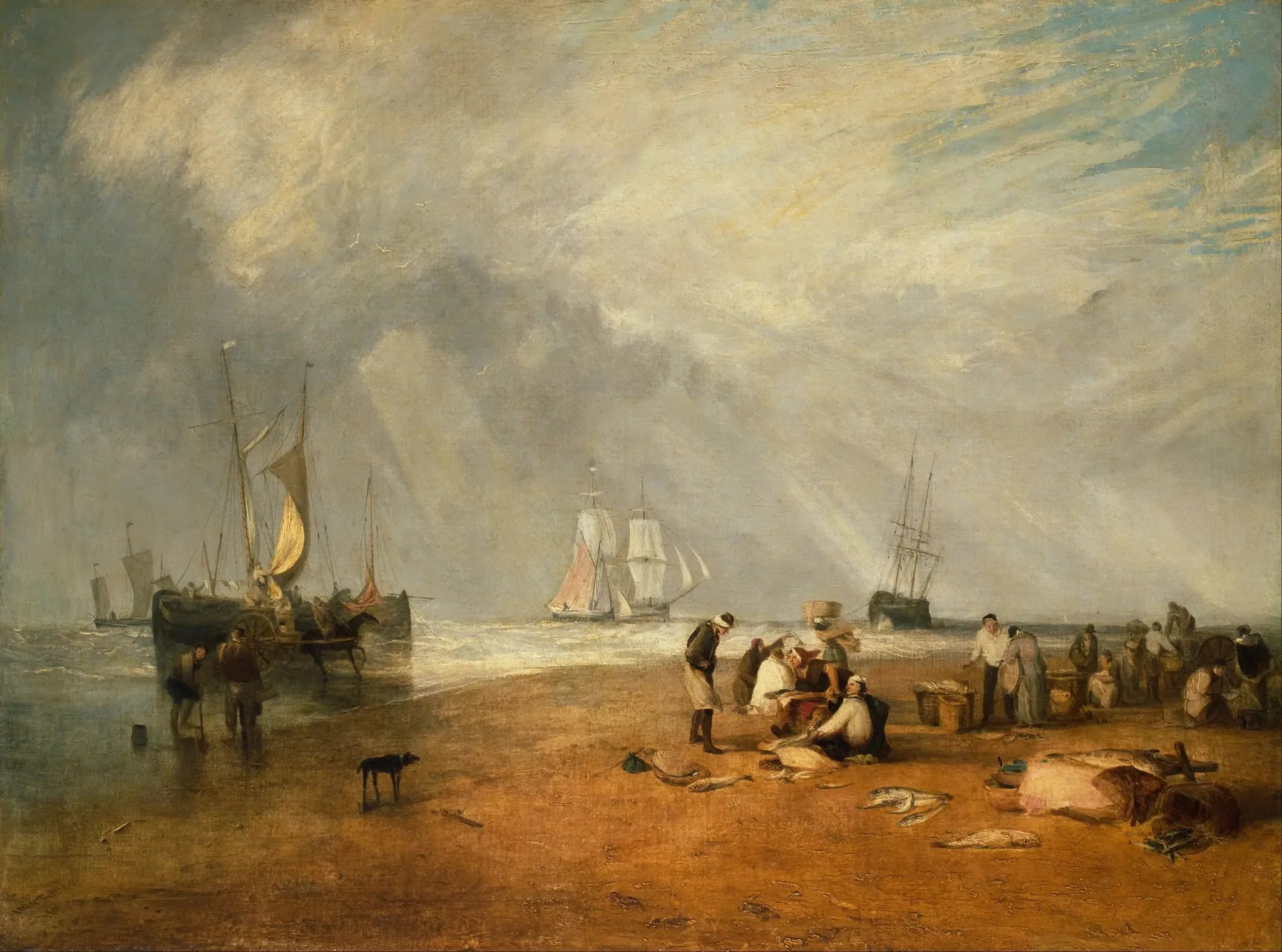The Fish Market at Hastings Beach - J. M. W. Turner image 1 copie peinte à la main à l’huile
