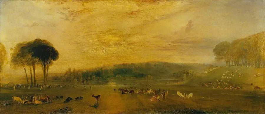 The Lake, Petworth: Sunset, Fighting Bucks - J. M. W. Turner