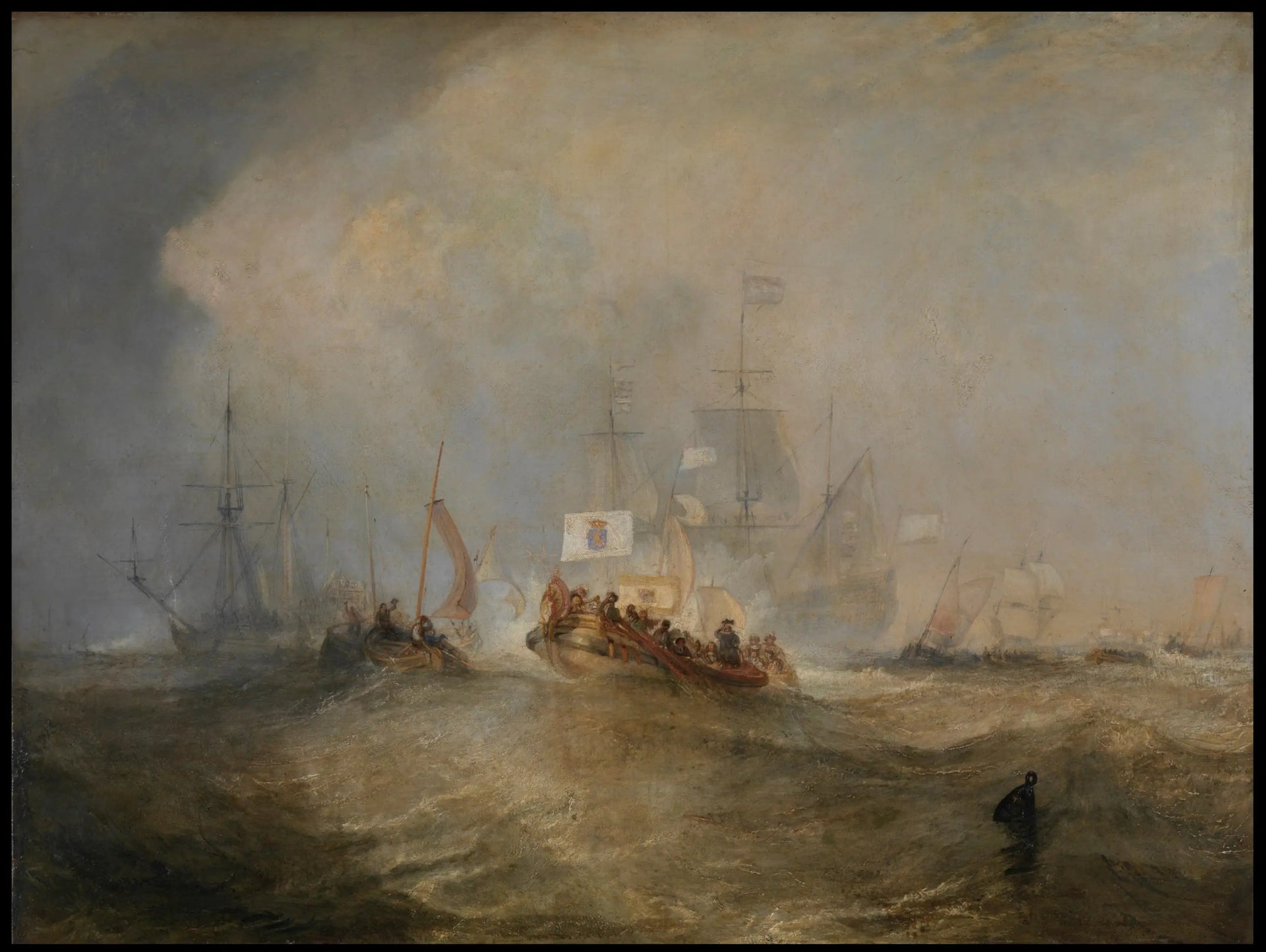 The Prince of Orange, William III, Embarked from Holland, and Landed at Torbay, November 4th, 1688, after a Stormy Passage - J. M. W. Turner image 1 reproduction artisanale de tableau
