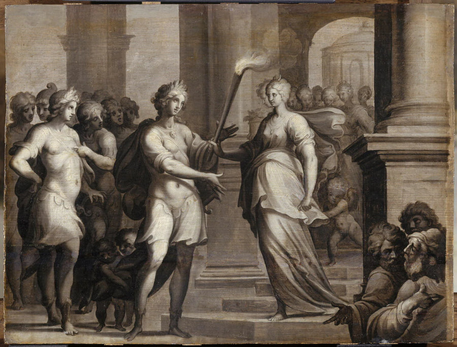 Théagène reçoit le flambeau des mains de Chariclée - Ambroise Dubois