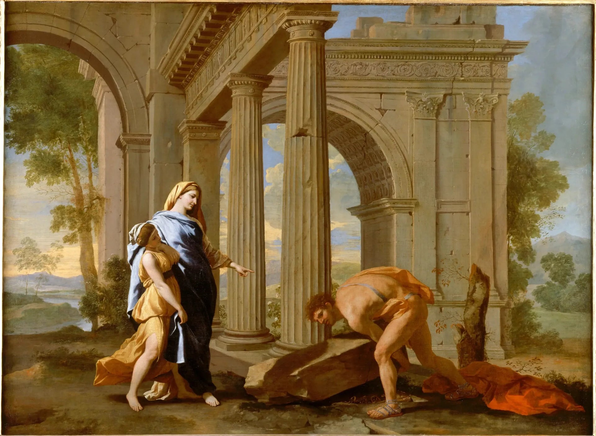 Thésée retrouve l'épée de son père - Nicolas Poussin image 1 tableau peint à l’huile sur toile