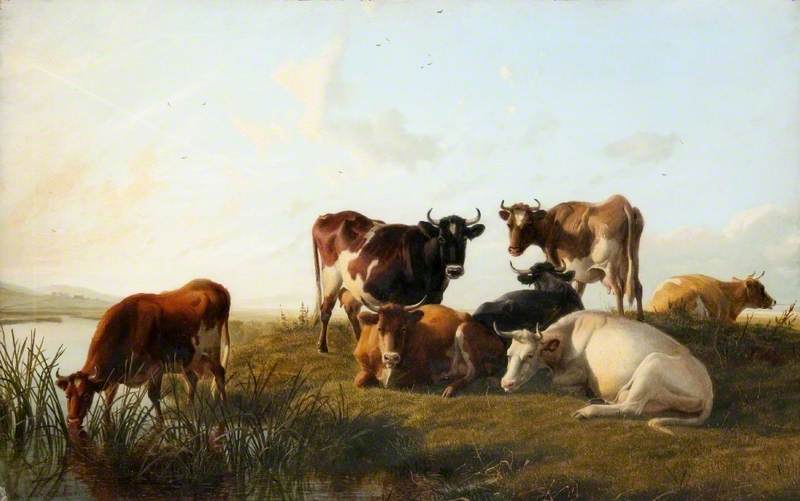 Canterbury Meadows with Cattle - Thomas Sidney Cooper