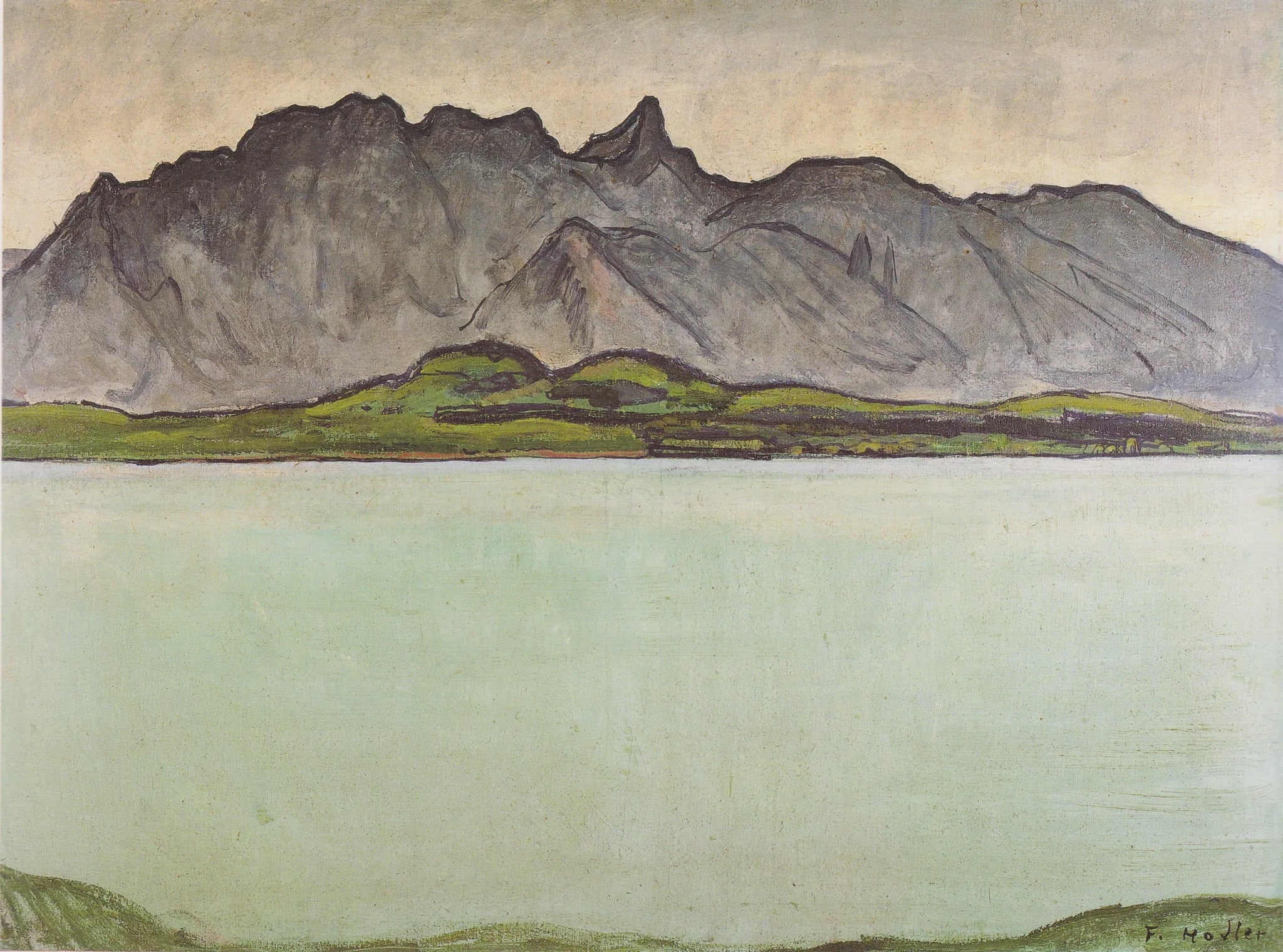 Thunersee mit Stockhornkette - Ferdinand Hodler image 1 reproduction de peinture à l’huile