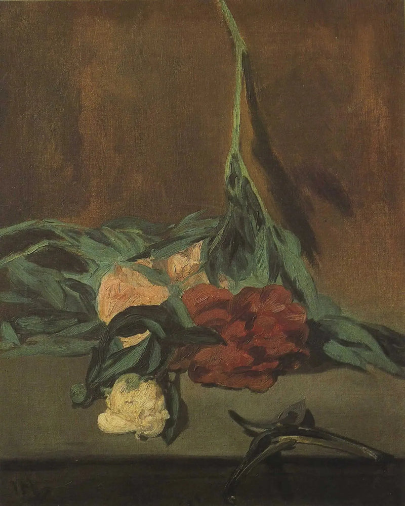 Tige de pivoines et sécateur - Édouard Manet