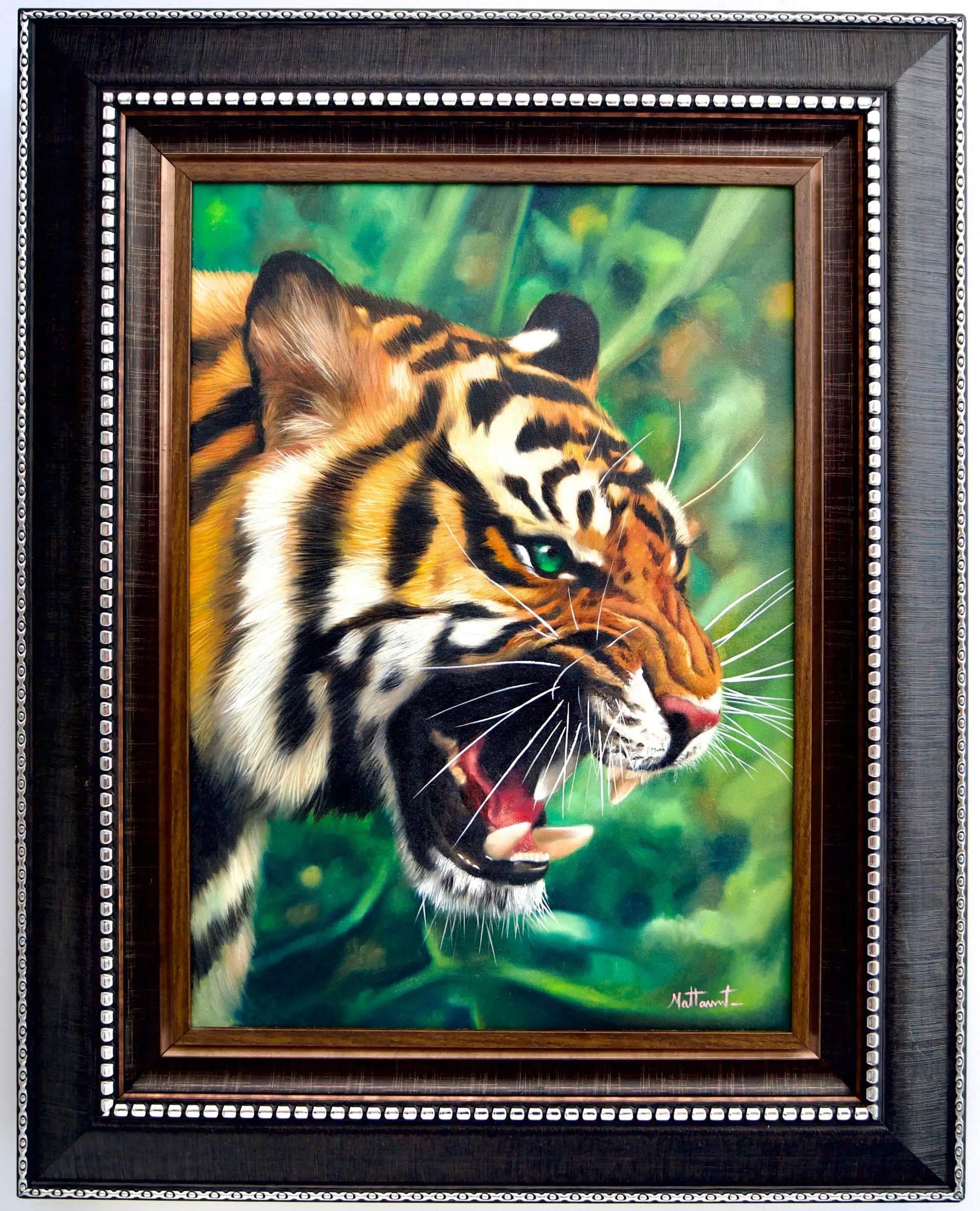 Tigre aux Yeux Verts | 50 x 70 cm image 1 reproduction de peinture à l’huile