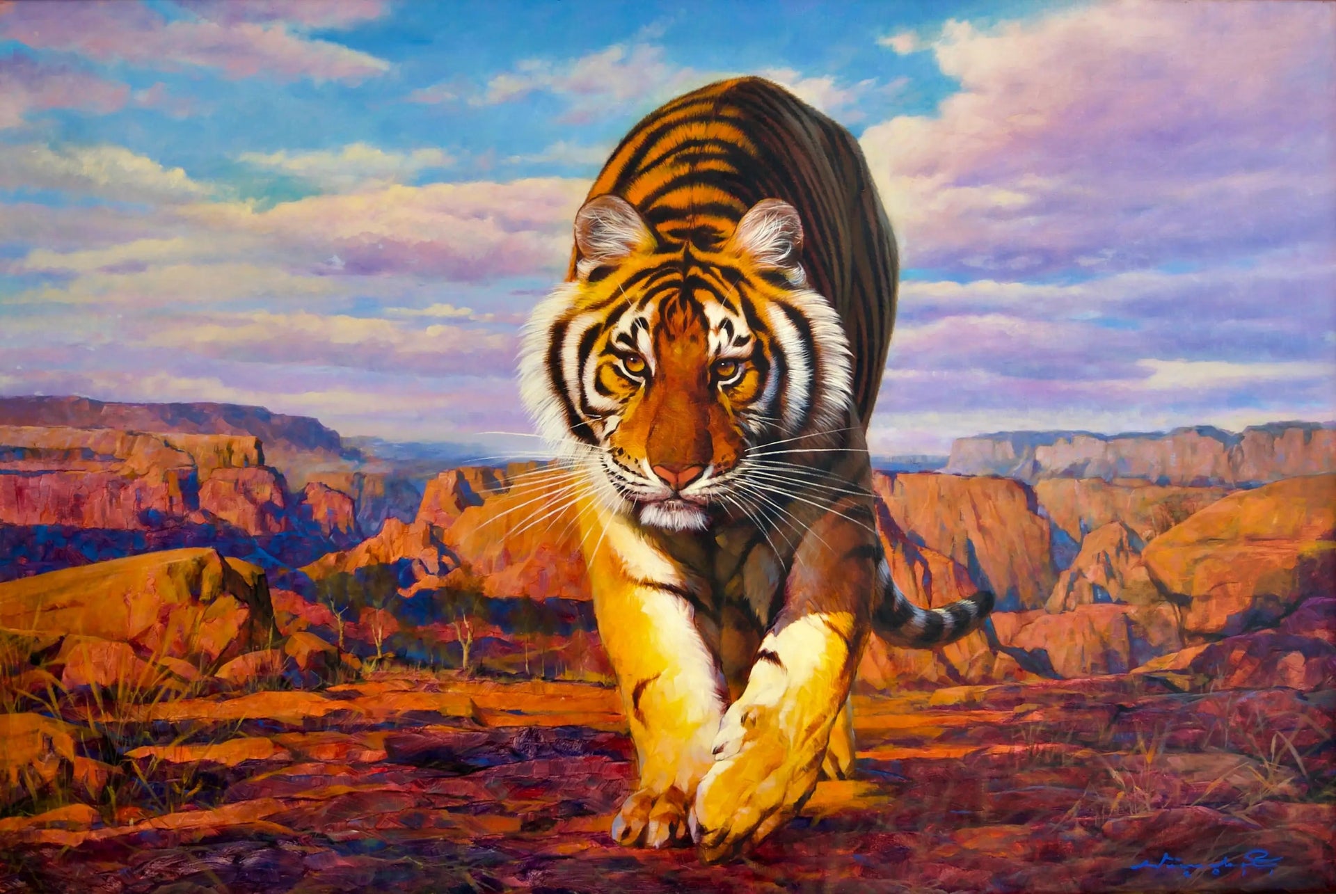 Tigre en chasse | 150 x 100 cm image 1 reproduction d’œuvre d’art à l’huile