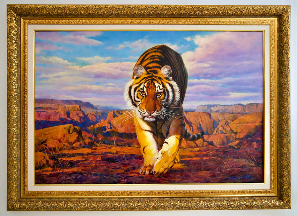 Tigre en chasse | 150 x 100 cm image 14 copie peinte à la main à l’huile