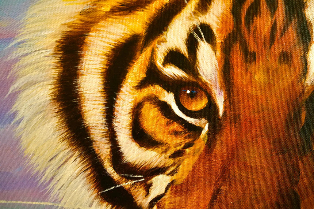 Tigre en chasse | 150 x 100 cm image 5 tableau peint à l’huile sur toile