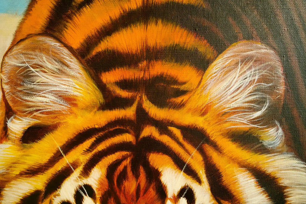 Tigre en chasse | 150 x 100 cm image 6 reproduction artisanale de tableau