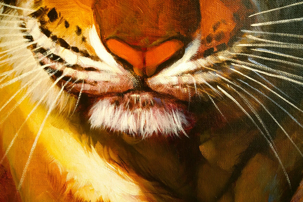 Tigre en chasse | 150 x 100 cm image 7 copie peinte à la main à l’huile
