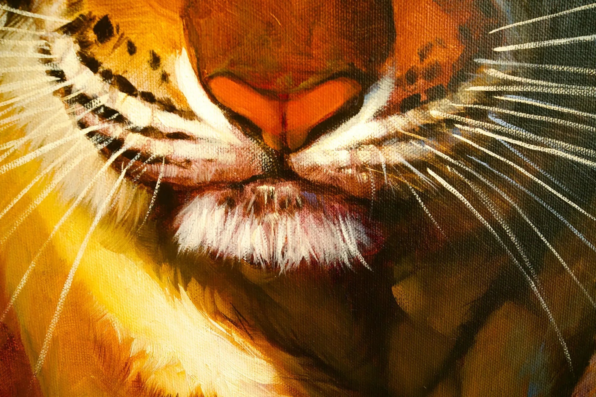 Tigre en chasse | 150 x 100 cm image 7 copie peinte à la main à l’huile